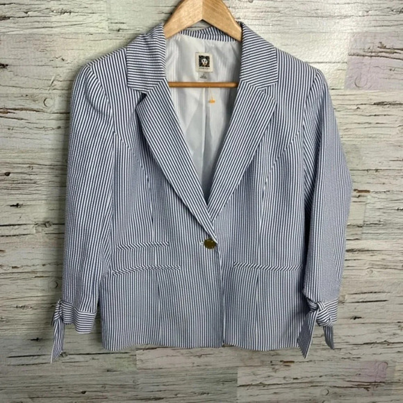 Anne Klein blue striped blazer size small - Picture 1 of 9